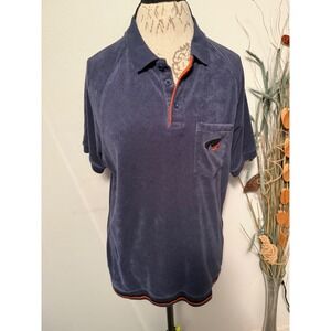 Nike SB Navy Terry Cloth Polo Shirt Men's Size Medium Embroidered Logo Casual